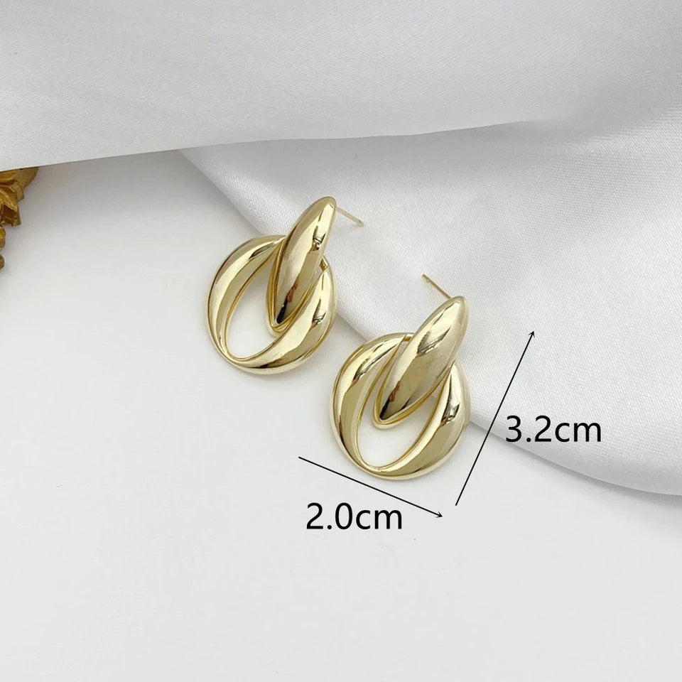 Gold Swirl Hoop Earrings- Fancy Fashion Jewellery Earrings, Korean Jhumka for Women and Girls