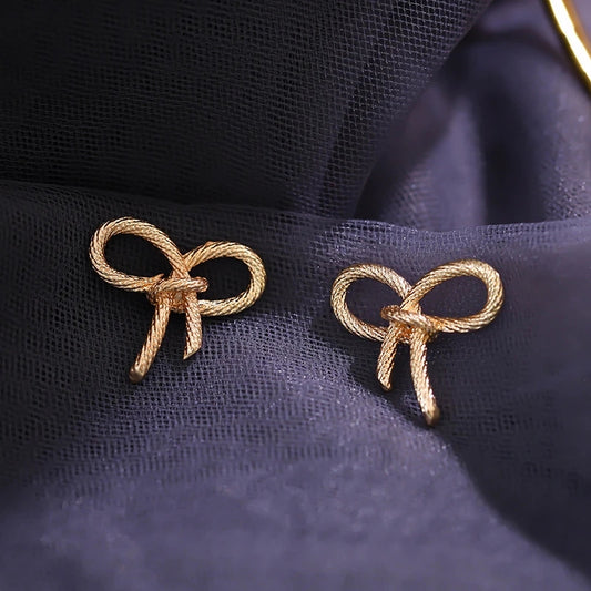 Gold Plated Bow Charm Earrings- Fancy Fashion Jewellery Earrings, Korean Jhumka for Women and Girls