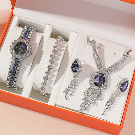 Luxury Necklace Set with Wrist Watch & Bracelet | Combo of 5 PCS