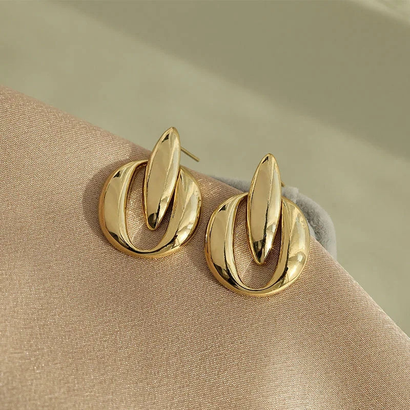 Gold Swirl Hoop Earrings- Fancy Fashion Jewellery Earrings, Korean Jhumka for Women and Girls