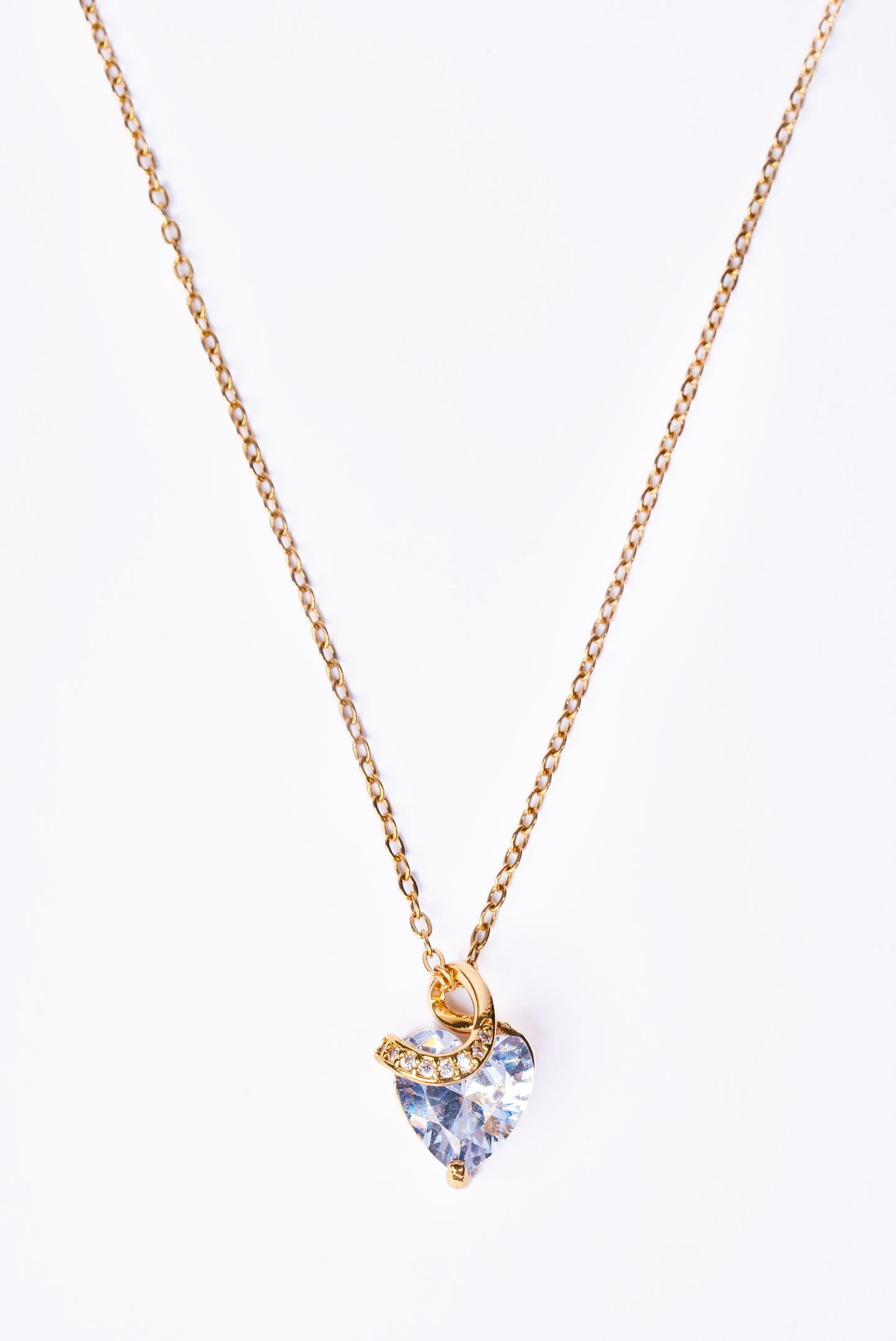 Blue Crystal Heart Pendant Necklace