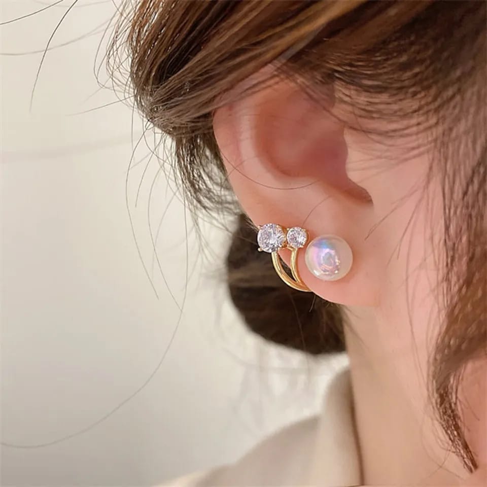 Double Crystal Pearl Earrings