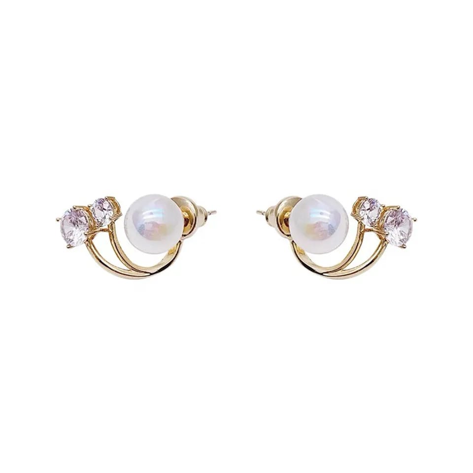 Double Crystal Pearl Earrings- Fancy Fashion Jewellery Earrings, Korean Jhumka for Women and Girls