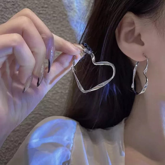 Heart Hoop Earrings- Fancy Fashion Jewellery Earrings, Korean Jhumka for Women and Girls