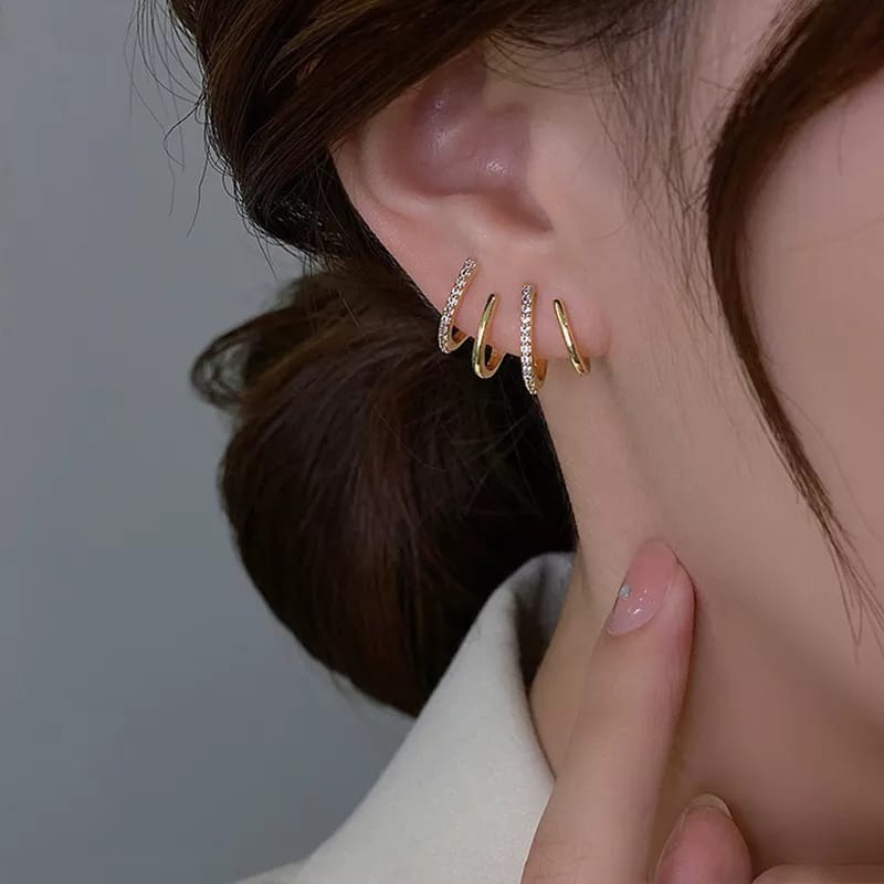 Double U-Shaped String Earrings