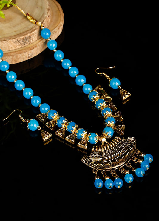 Oxidized Jewellery Necklace Set - Design 02
