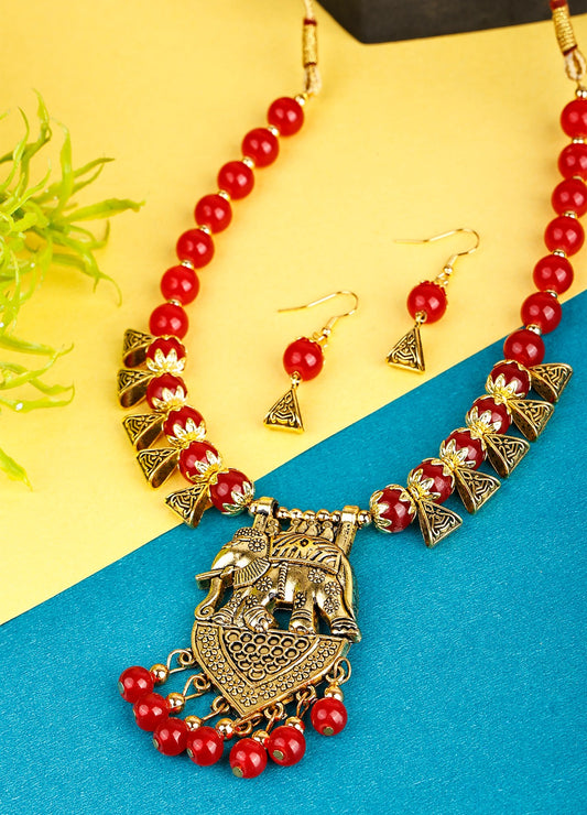 Oxidized Jewellery Necklace Set - Design 08