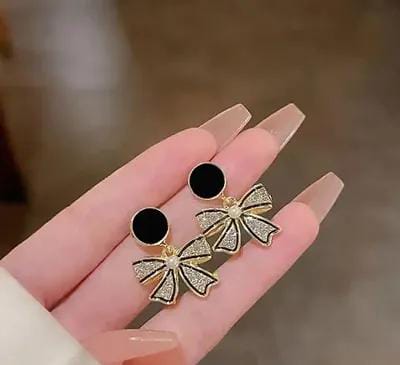 Stylish Black Bow Earrings