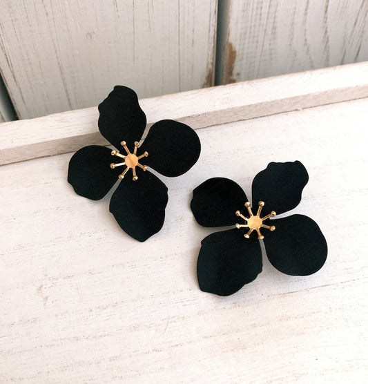 Black Velvet Flower Earring