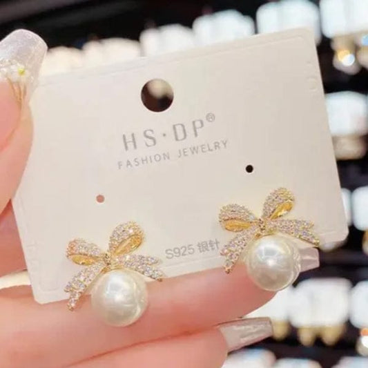 Stylish Pearl Bow  Stud Earring