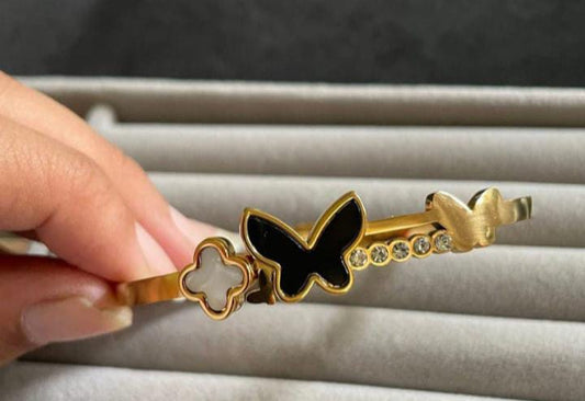 Trending Butterfly  White Stone  Bracelet -18k Gold Plated