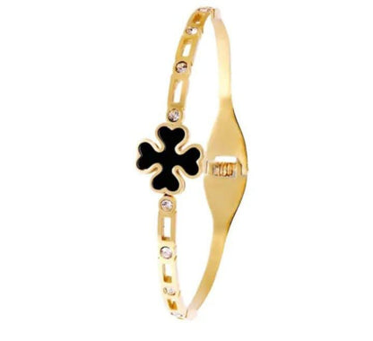 Stylish Stainless Steel Flower Butterfly Bracelet -18k Gold Plated