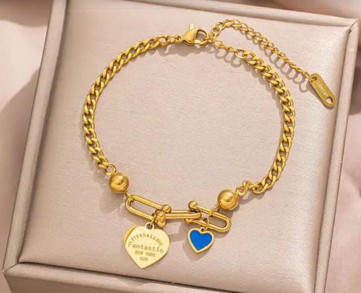 Trending Double Heart Bracelet -18k Gold Plated