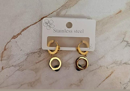 Stylish Double Round  Earrings - 18k Gold Plated Earrings