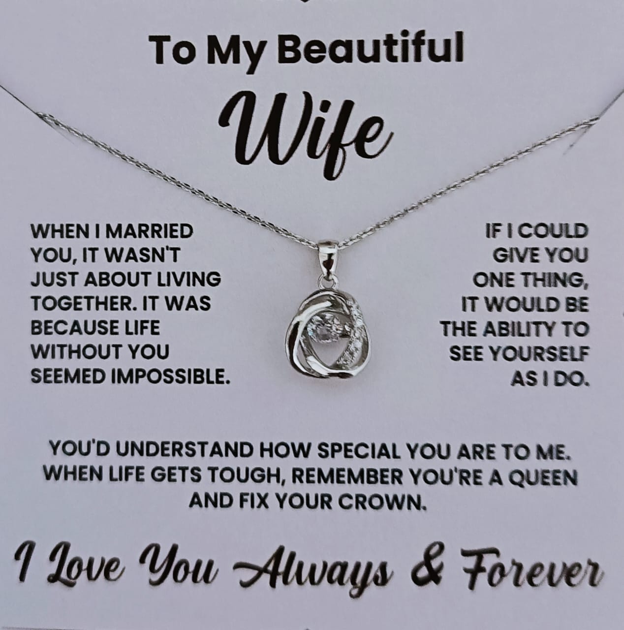 Best/Romantic/Perfect Gift for Wife - Silver Necklace [Stainless Steel - Anti Tarnish]