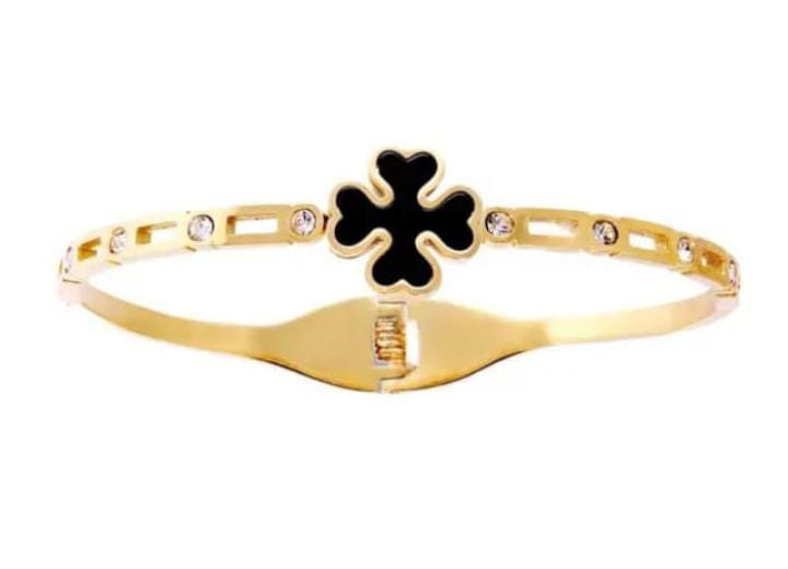 Stylish Stainless Steel Flower Butterfly Bracelet -18k Gold Plated