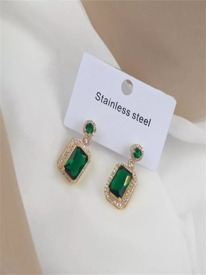 Green Emerald Hoop Earrings- Fancy Fashion Jewellery Earrings, Korean Jhumka for Women and Girls