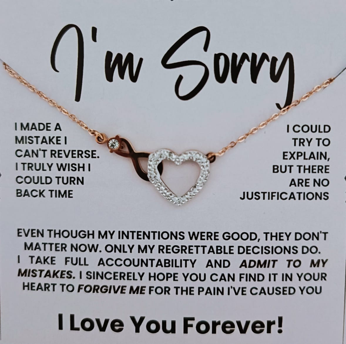 Apology/I am Sorry Gift for Her/Girlfriend/Wife - Heart Necklace [Stainless Steel - Anti Tarnish]