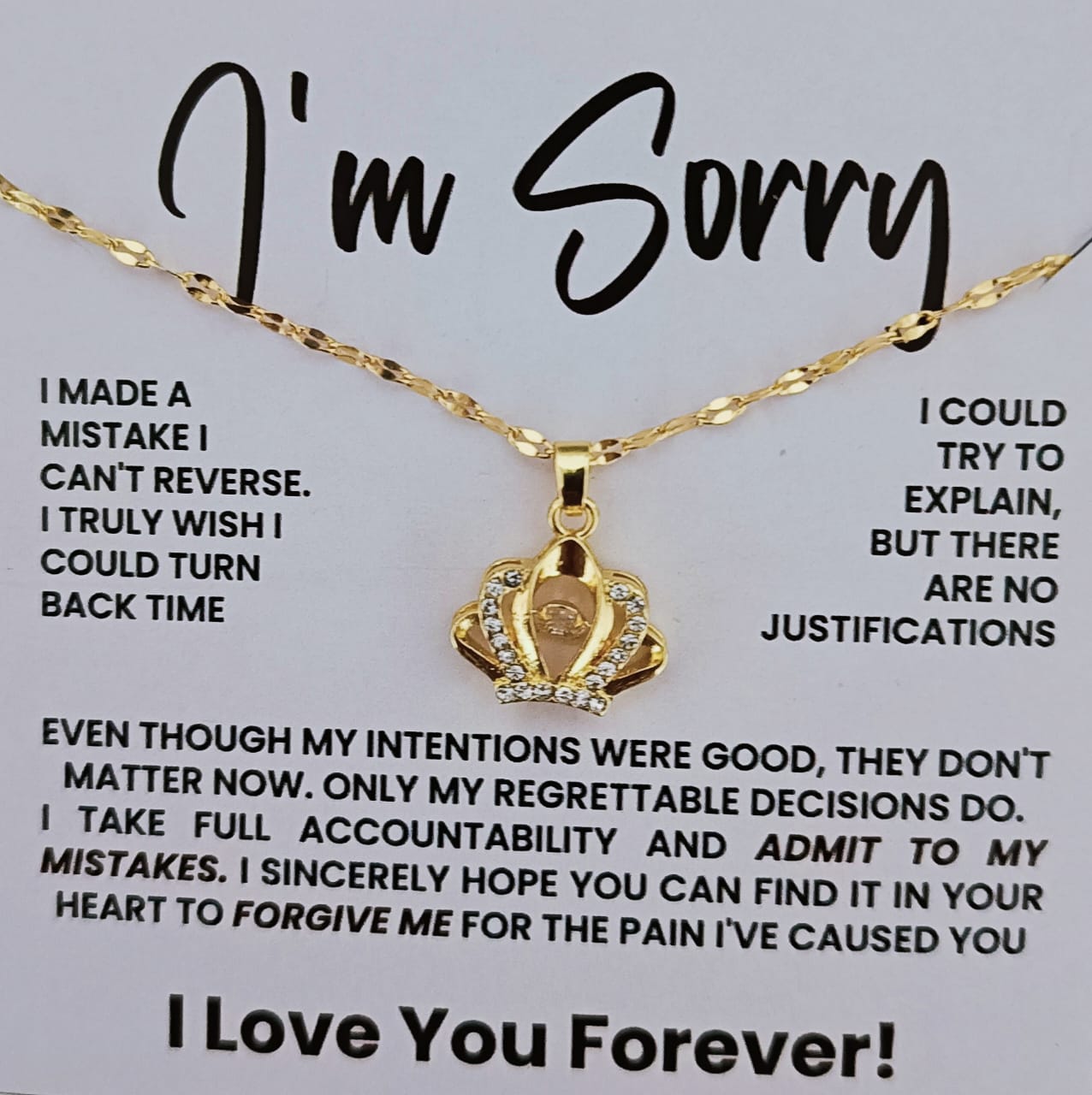 Apology/I am Sorry Gift for Her/Girlfriend/Wife - Queen's Gold Necklace [Stainless Steel - Anti Tarnish]