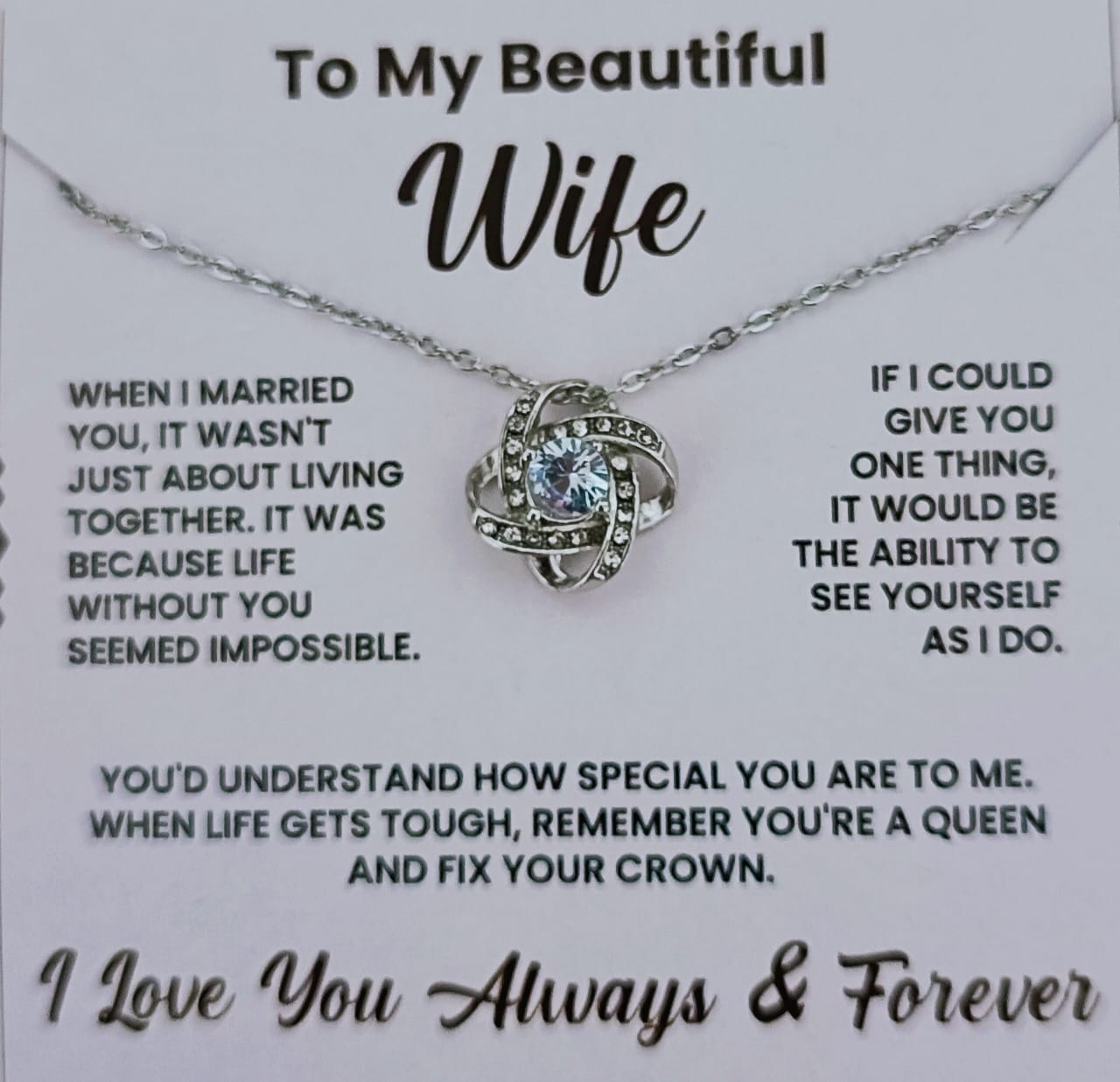 Best/Romantic/Perfect Gift for Wife - Silver Diamond Necklace [Stainless Steel - Anti Tarnish]