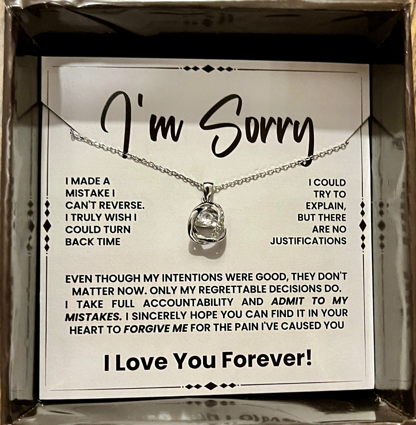 Apology/I am Sorry Gift for Her/Girlfriend/Wife - Silver Necklace [Stainless Steel - Anti Tarnish]