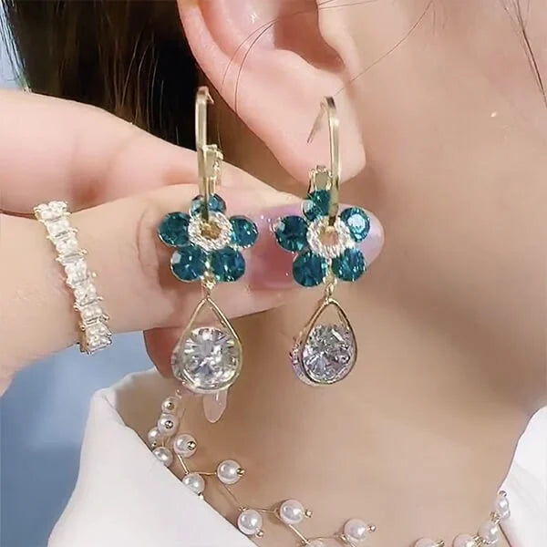 Fashion Flower Crystal Earrings- Fancy Fashion Jewellery Earrings, Korean Jhumka for Women and Girls